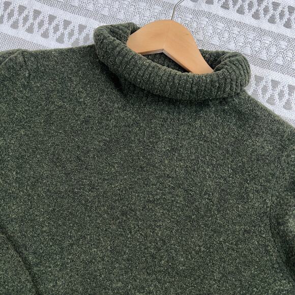 J.Crew S Turtleneck Sweater Pullover Dark Green Wool Blend Puff Sleeve Women's - Picture 7 of 10